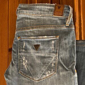 Guess Women's Ultra Low Rise Boot Cut Jeans Size 26 Light Blue Wash NEW